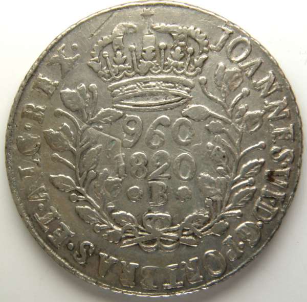 Antique 1820 Brazil 960 Reis Coin