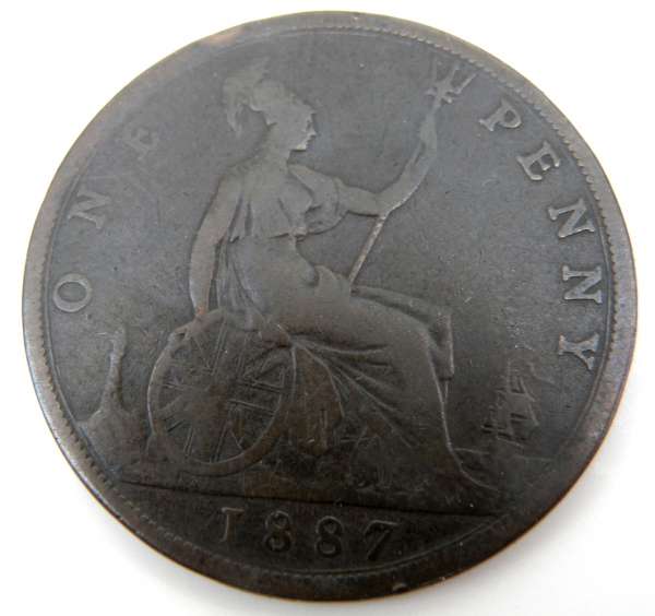 ANTIQUE 1887 ONE PENNY